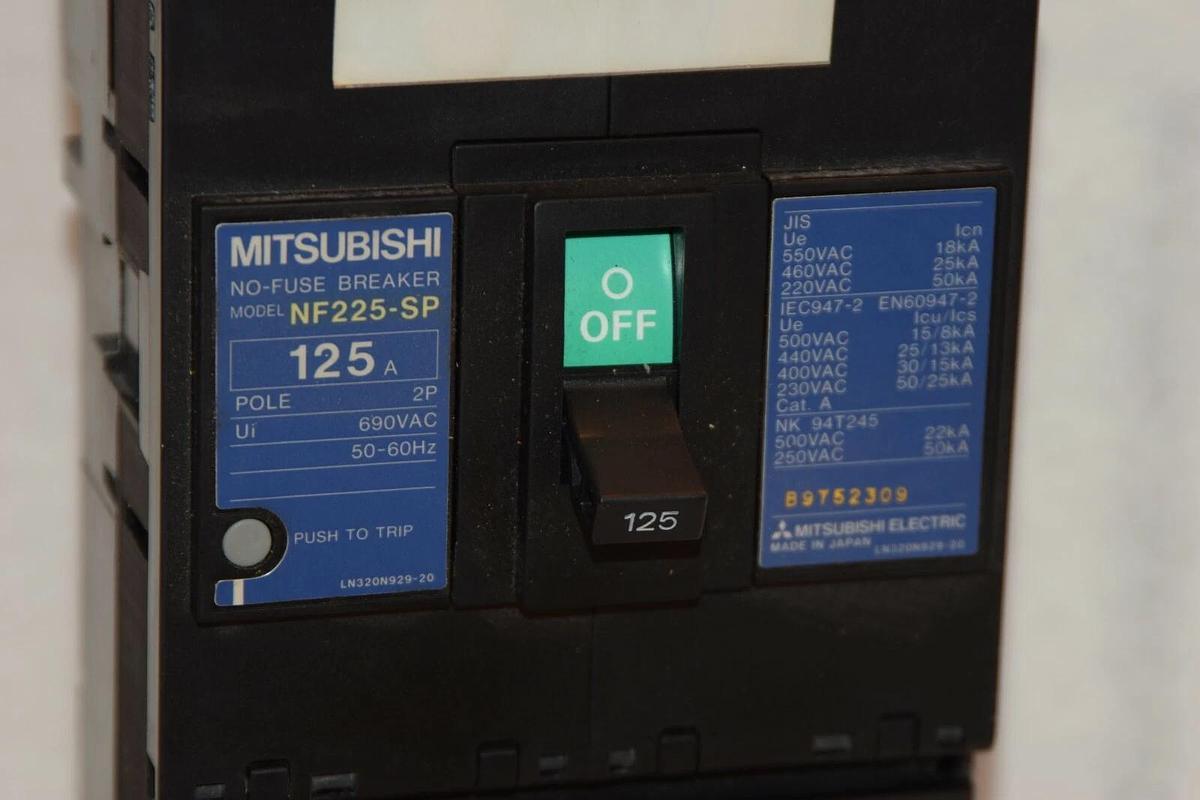 Used MITSUBISHI NF225-SP NF225SP MF225 SP 125 A Amp 125A 2P No-Fuse Breaker