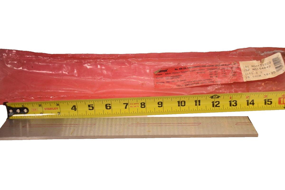 STARRETT 496 54049 3/16" x 2" x 13-7/8" Oil Hardening Solid Bar Flat Stock