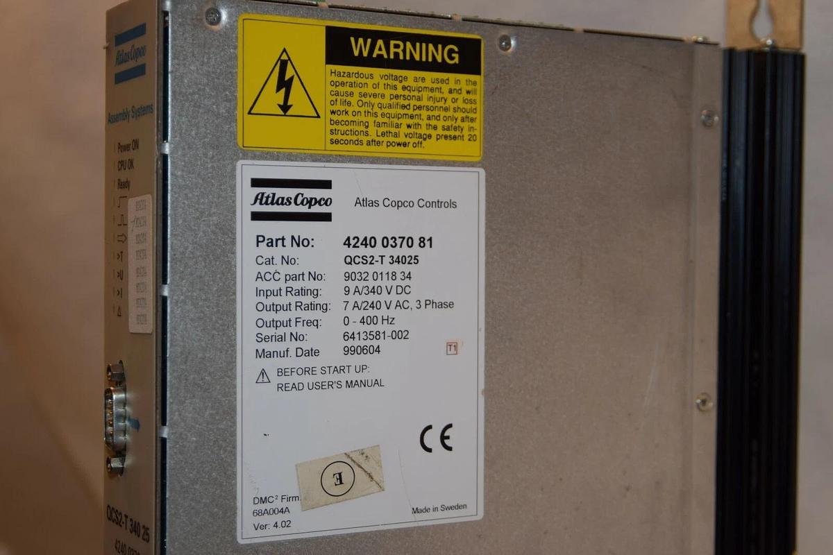 Used ATLAS COPCO SERVO CONTROL 4240 0370 81 4240037081 QCS2-T 34025