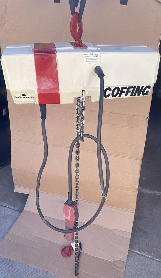Used Coffing 1/2 Ton Electric Chain Hoist 1/2T 1000lb EC-10-16-1  115 / 230V 6' Lift