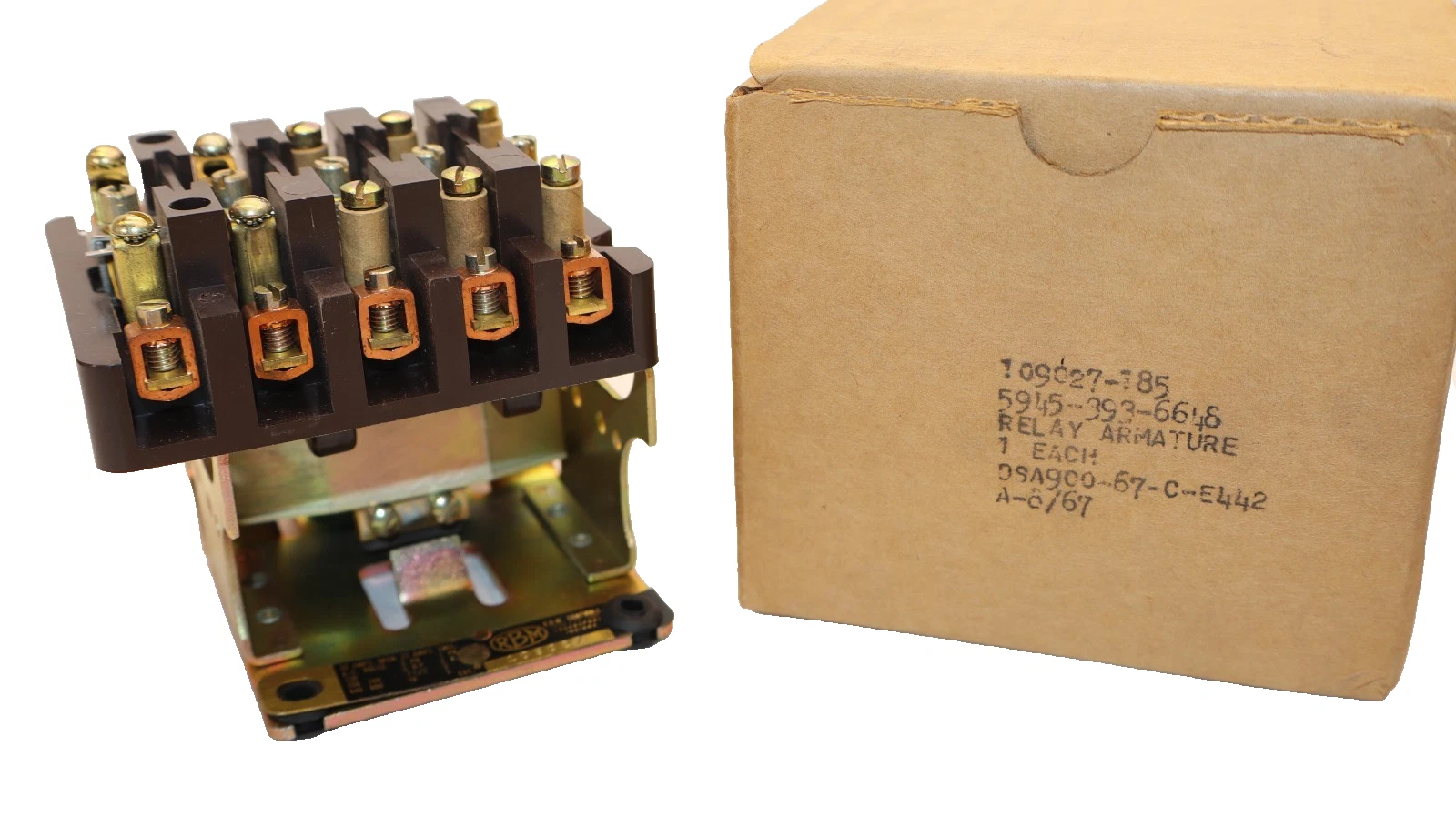 RBM Controls Relay Armature 30Amp 120V coil 109027 5945-393-6648 109027-185 NEW