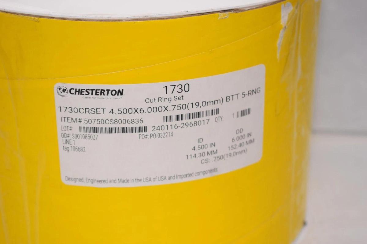 CHESTERTON 1730 Mechanical Seal Service Packing Cut Ring 4.5"x6"x.75" 5-RNG