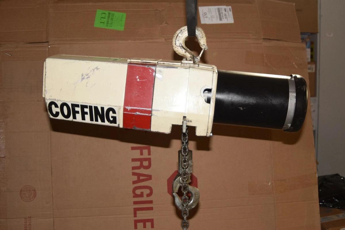 Used Coffing 1/2 Ton Electric Chain Hoist ED10324 15 FT Lift 460v 3ph 1/2T 1000lb