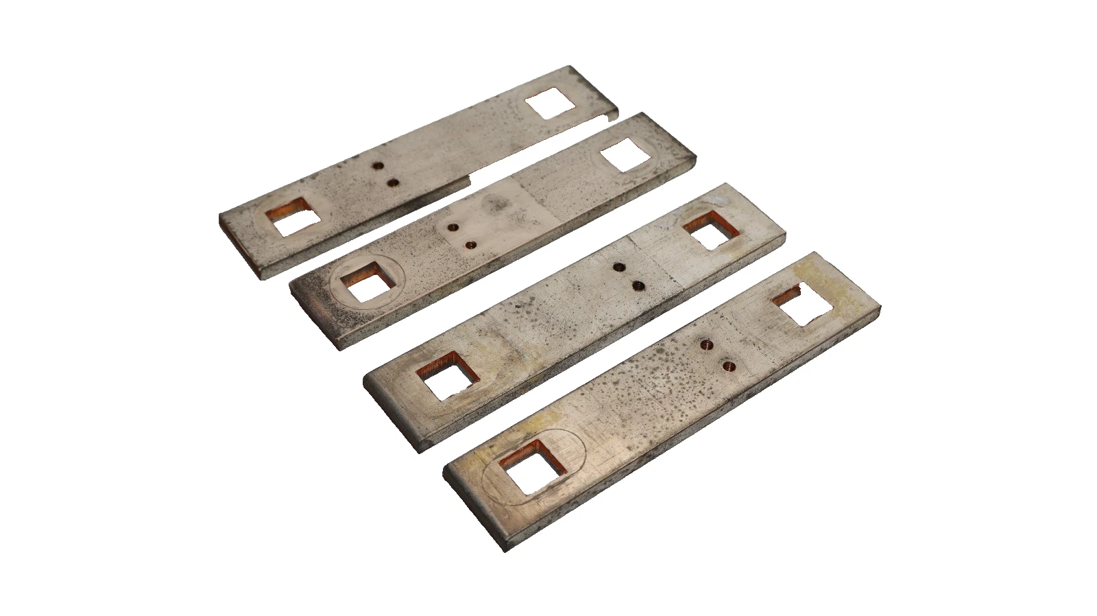 Used 5-1/2" x 1-1/8" x 1/4" Copper Buss Bar Plate (Lot of 4)