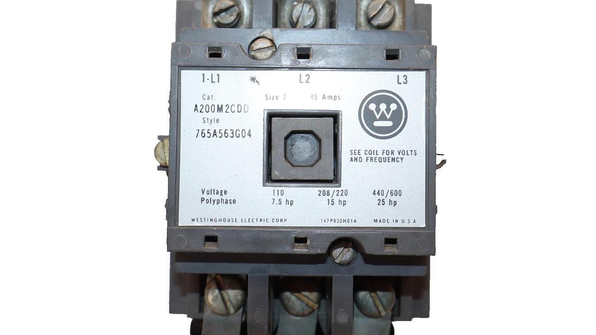 Used WESTINGHOUSE A200M2CDD , 765A563G04 Size 2 45Amp Motor Starter