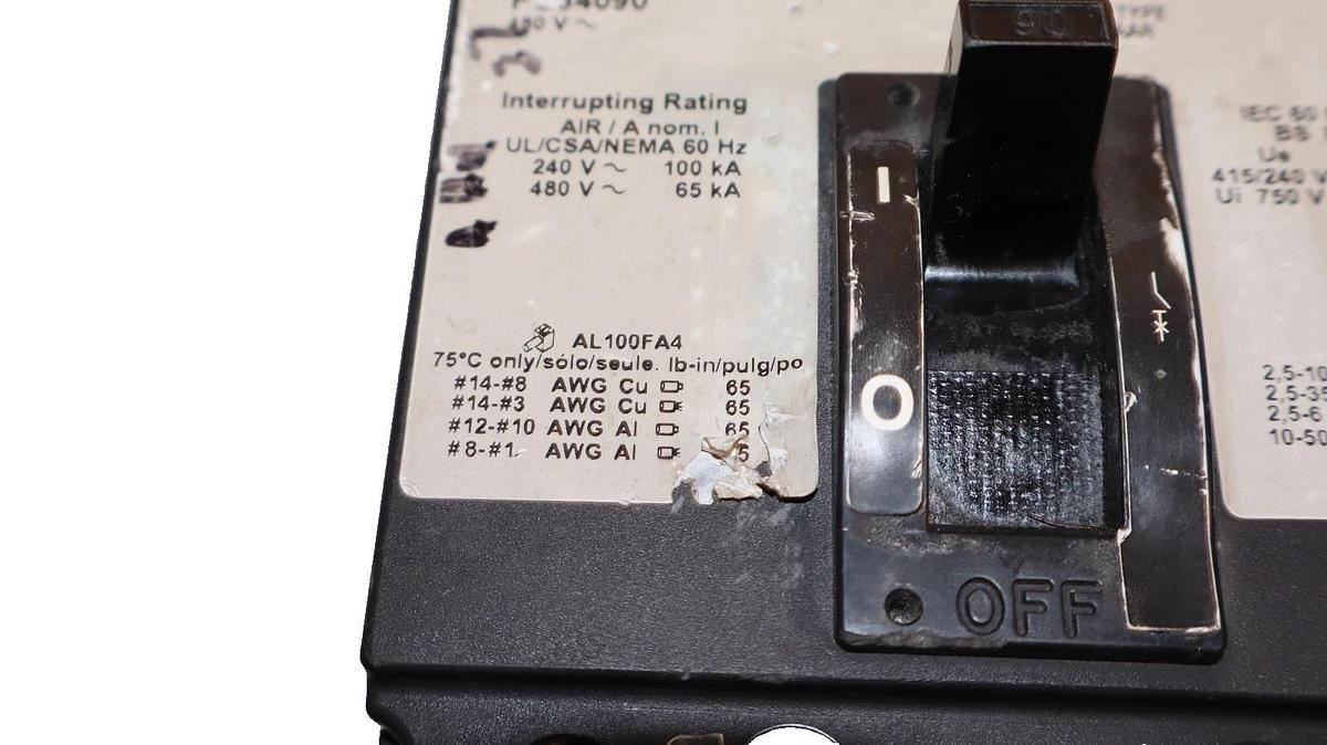 Used Square D Circuit Breaker 90A 90 Amp FC34090 480VAC