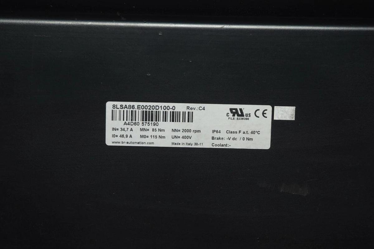 Used B&R Automation 8LSA86.E0020D100-0 Brushless Servo Motor 400V 85Nm