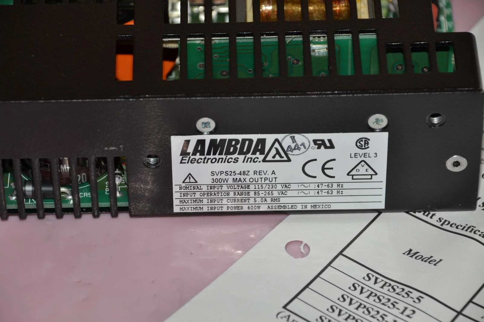 LAMBDA ELECTRONICS SVPS25-48Z SVPS2548Z 300W REV A 115/230v POWER SUPPLY NEW