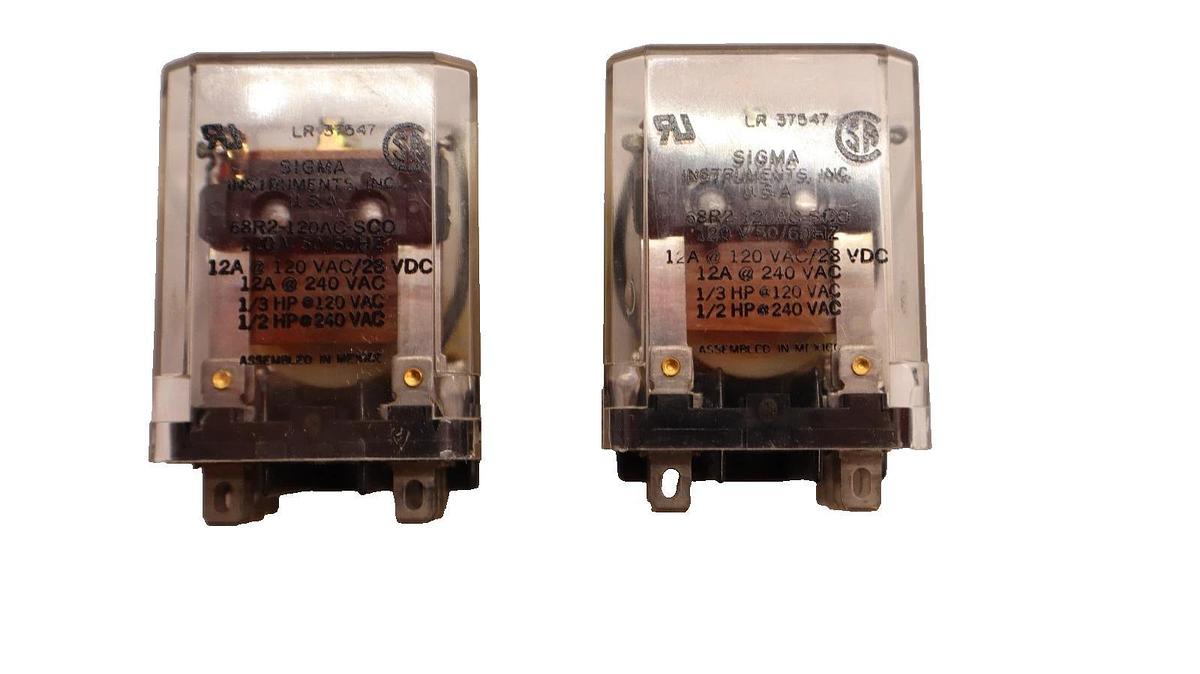 Used Sigma Instruments 68R2-120AC-SC0 120V 50/60Hz Relay USA (Lot of 2)