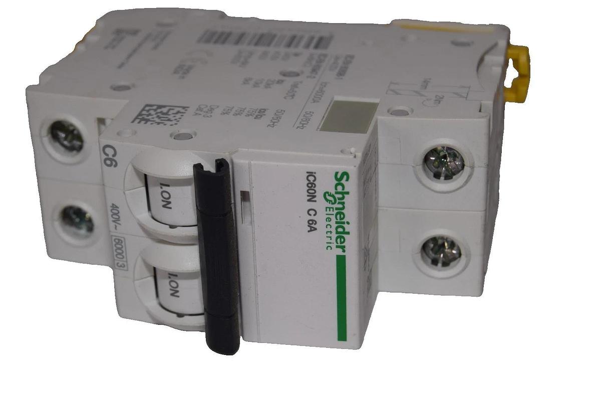 Used SCHNEIDER ELECTIRC iC60N C 6A  ic60NC6A 2 Pole 2P 400V Miniature Circuit Breaker