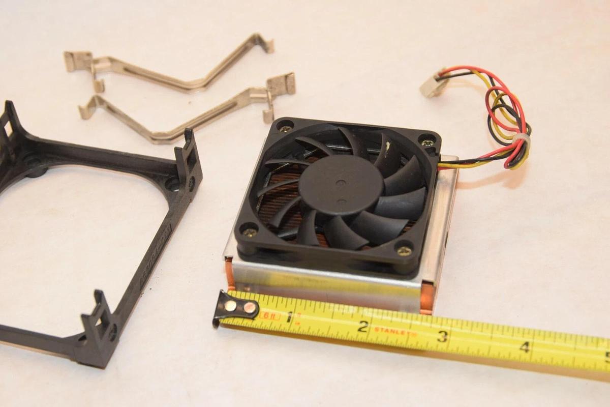 Used 3" x 3" x 1" Copper CPU Heat Sink With Fan