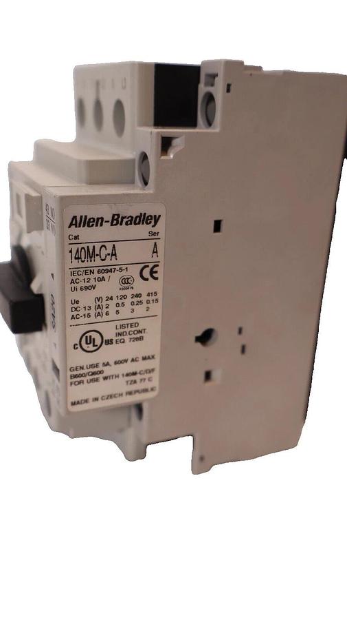 Used ALLEN BRADLEY 140M-D8N-C10 Series C Manual Motor Starter W/ 140M-C-A Aux Contact