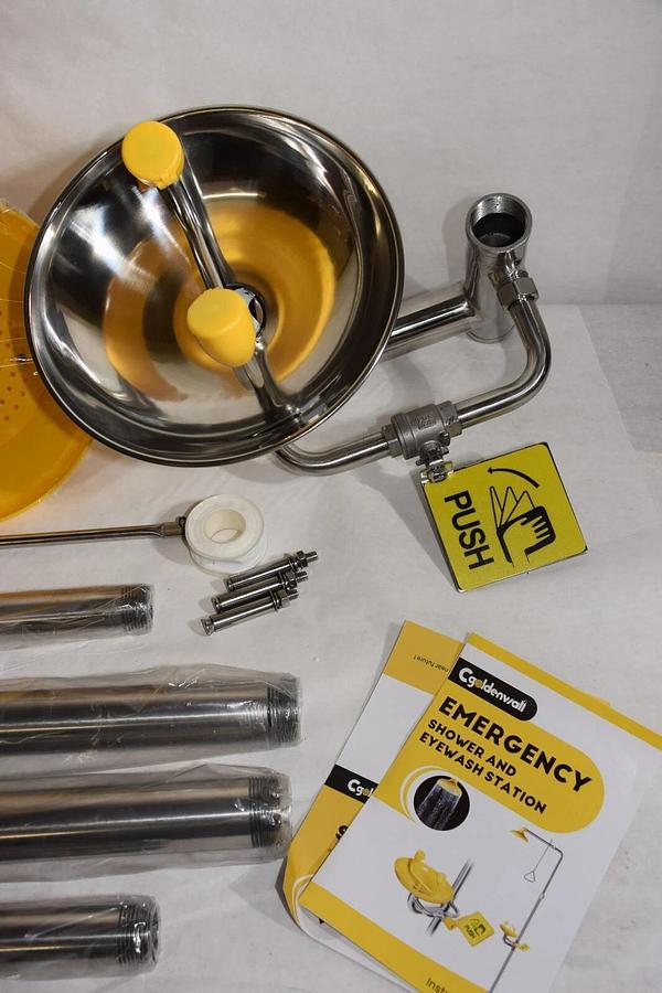 Cgoldenwall Emergency Safety Eye Wash Station w/ Shower Combination s/s (NEW)