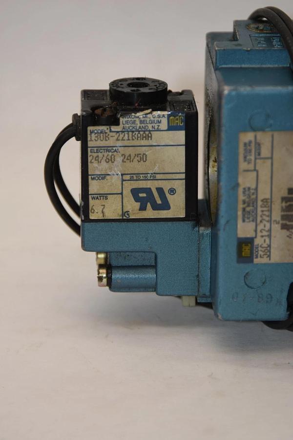 (NEW) MAC VALVES 56C-12-221BA Pneumatic Valve With 130B-221BAAA Solenoid Valve
