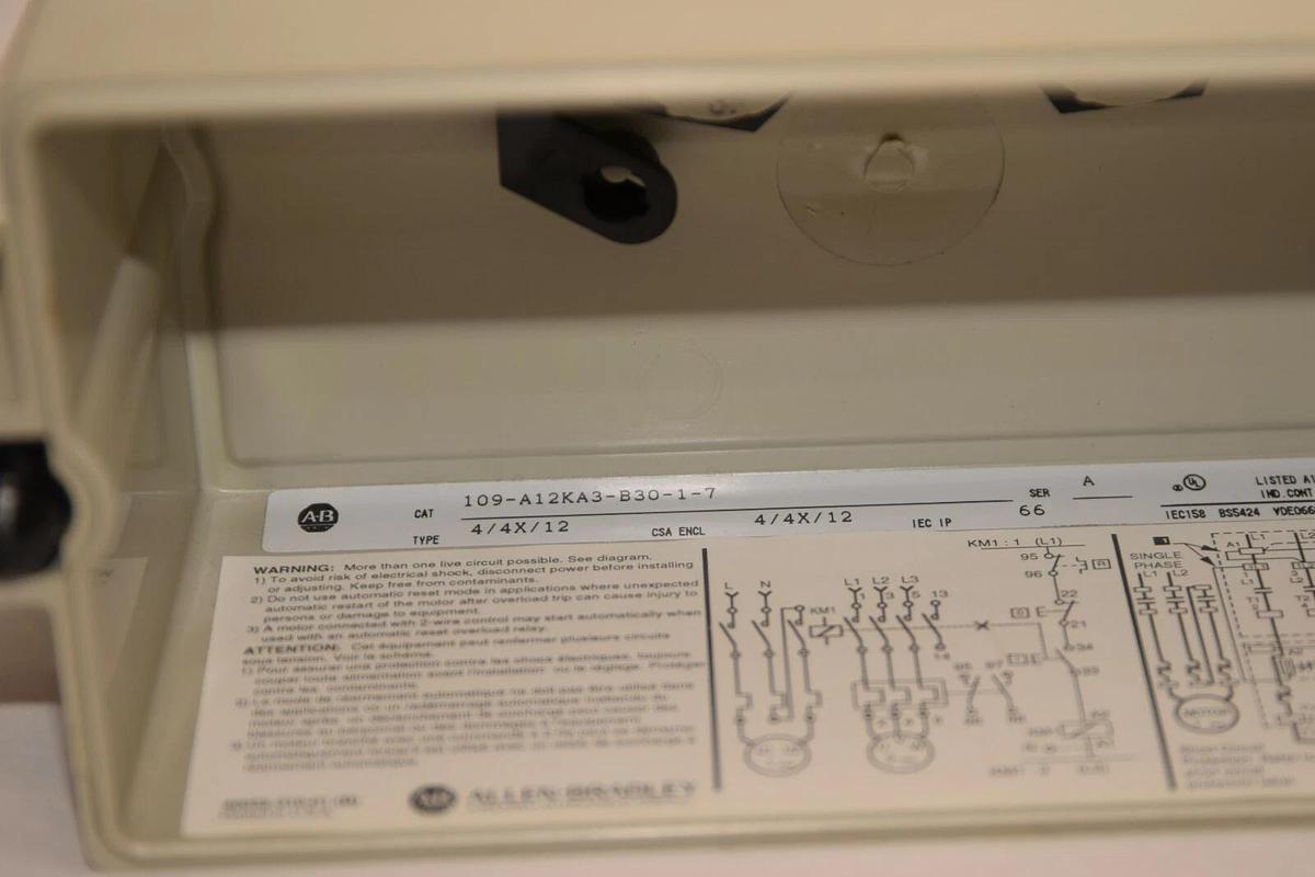(NEW) ALLEN BRADLEY 109-A12KA3-B30-1-7 40053-260-01 Enclosed Starter