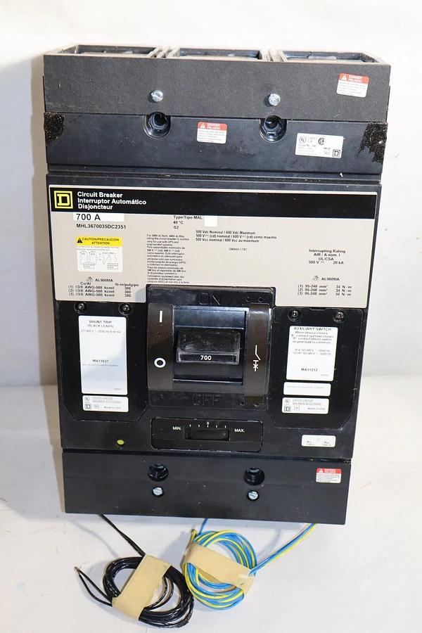 SQUARE D Circuit Breaker MHL3670035DC2351 700 Amp 700A Shunt Aux (NEW)