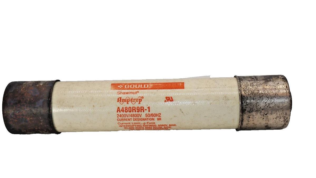 Used GOULD Shawmut AmpTrap fuse A480R9R-1 A480R9R1 9R 2400/4800v 50/60hz