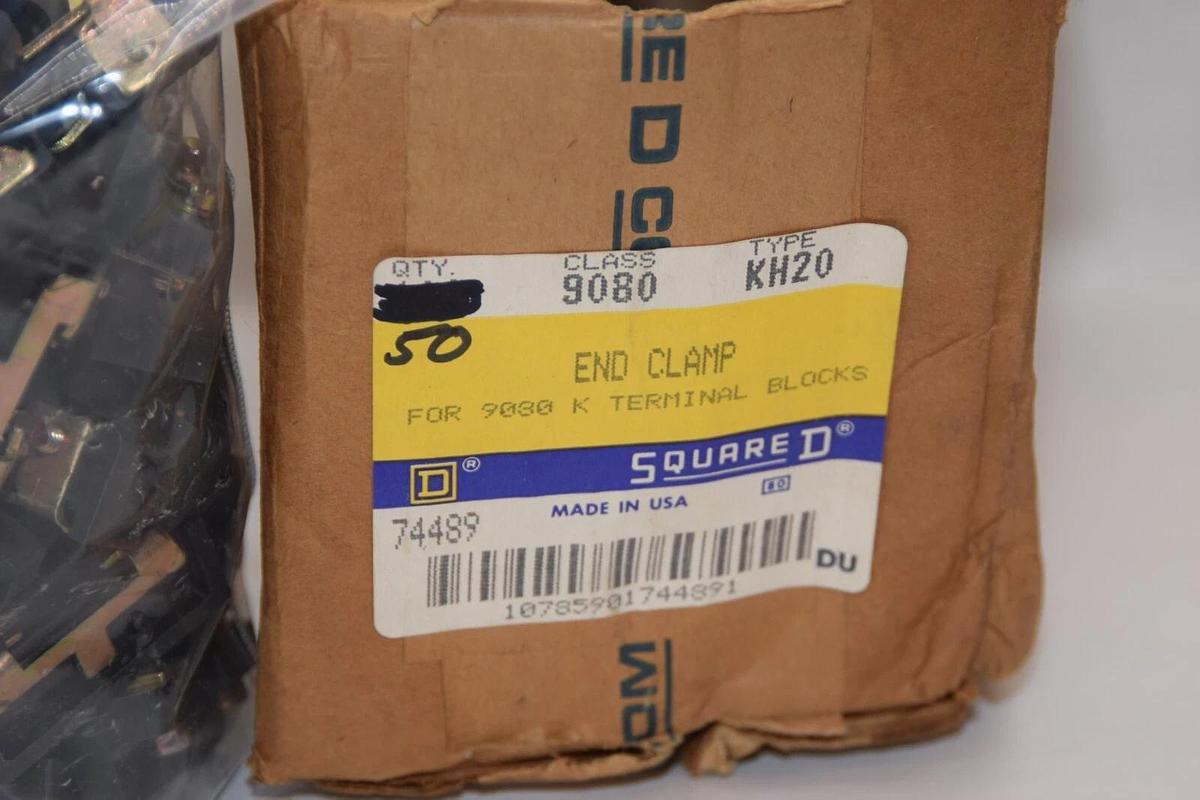 (NEW - Lot of 50) SQUARE D KH20 Class 9080 For 9030 K Terminal Block End Clamp