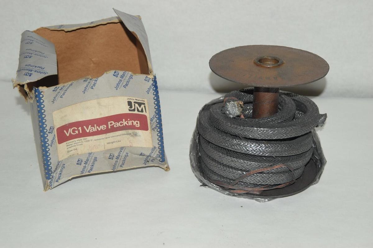 (NEW) JOHNS-MANVILLE VG1 5/8" x 8' long  Graphite Finish Valve Packing 8ft 5/8in