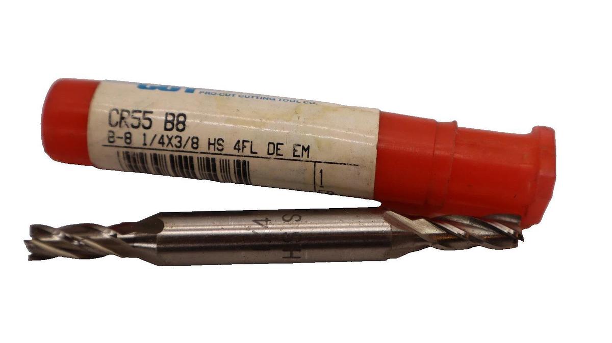 (NEW) PRO CUT II CR55 B8 B-8 1/4" x 3/8" HS 4FL DE EM Two Flute Double End Mill