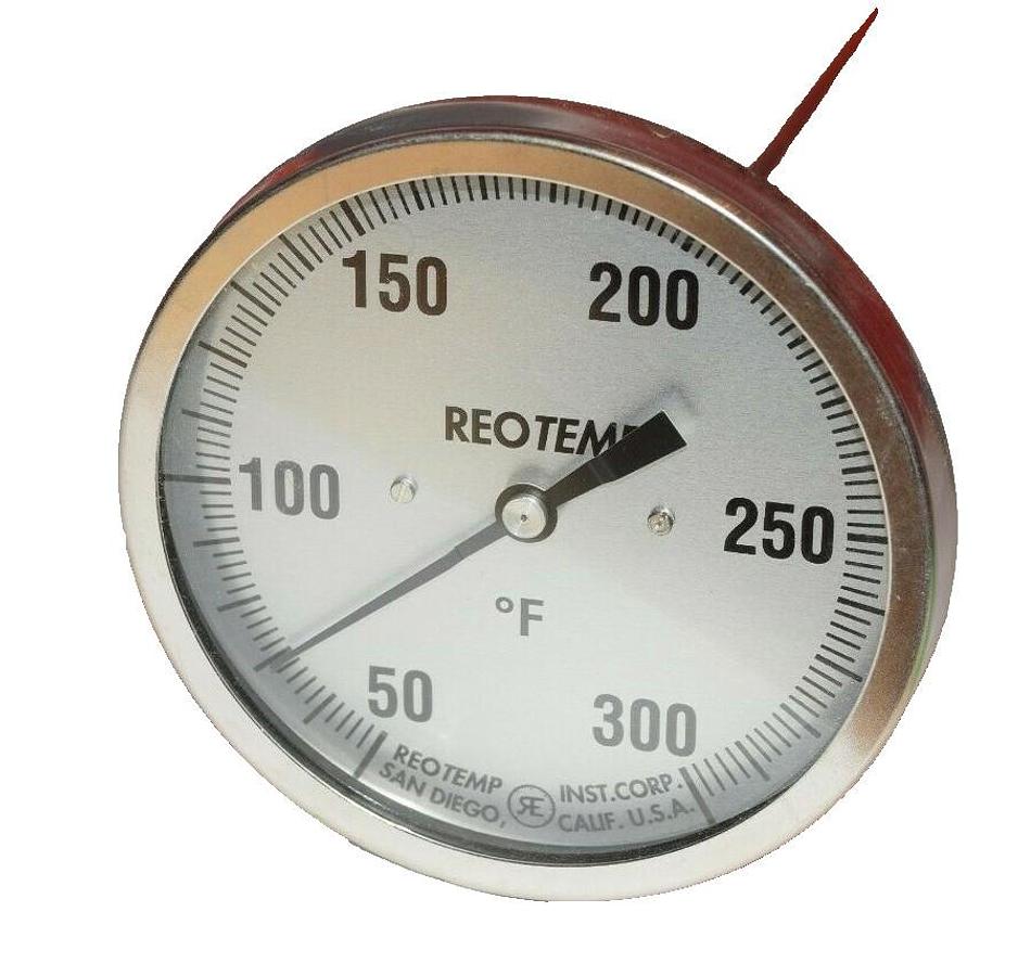 REOTEMP Thermometer Gauge 50-300 Degrees F Fahrenheit SS 5" face  12" probe *NEW