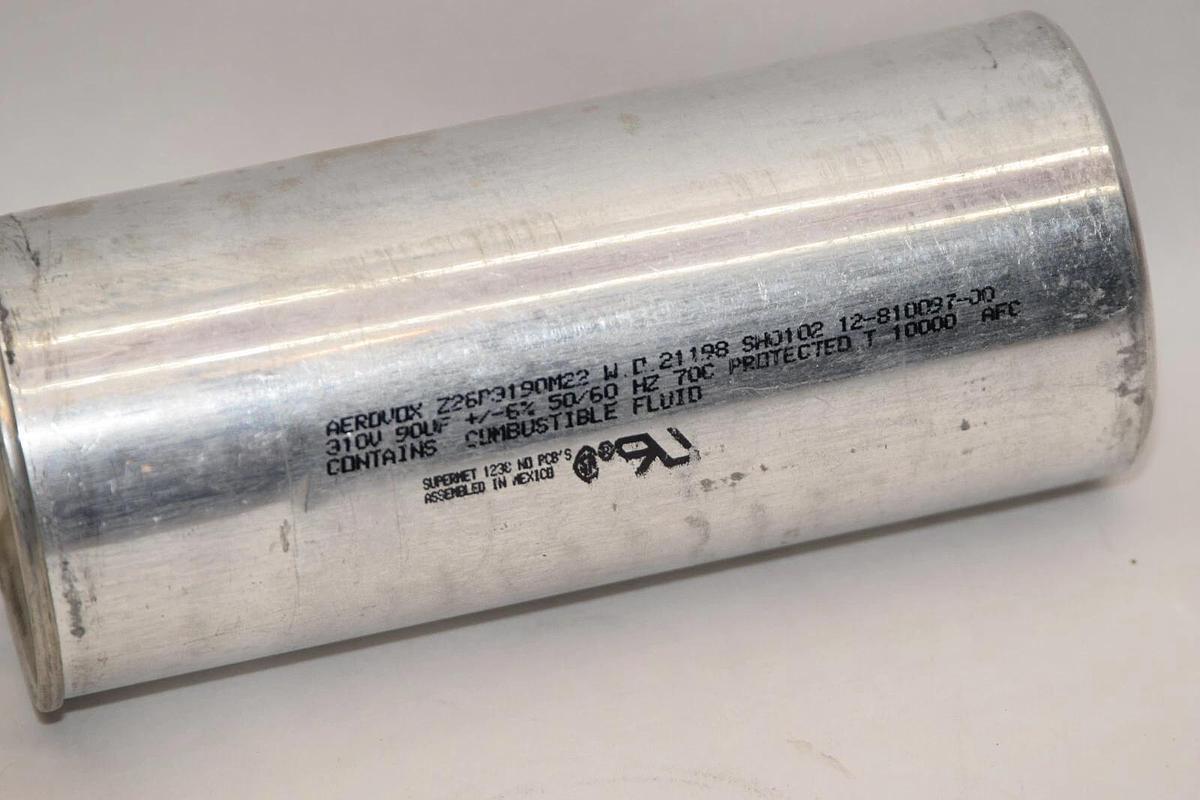 Used Aerovox Z26P3190M22 12-810097-00 90uF 310V +/-6% 50/60Hz Capacitor