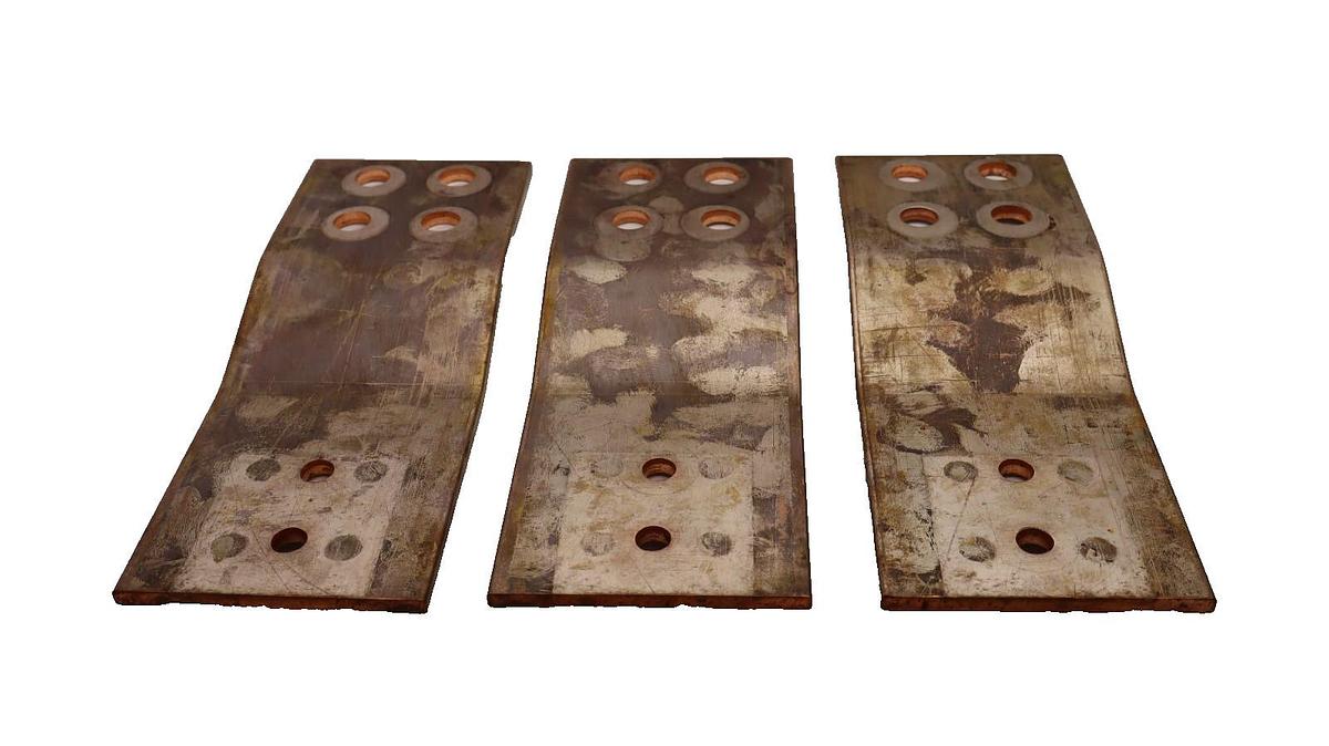 Used (Lot of 3) Copper Bus Bar 10" x 4" x 1/4" .25" thick  10x4x1/4 1" OFFSET 9lb