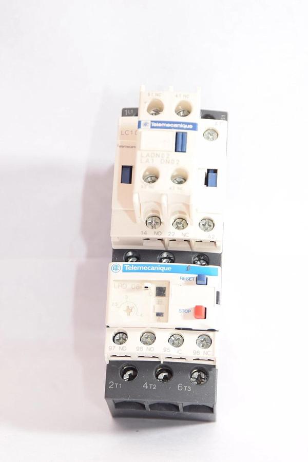 Used TELEMECANIQUE LRD 08 Relay With LC1 D09 Contactor & LADN02 Auxilary Contact