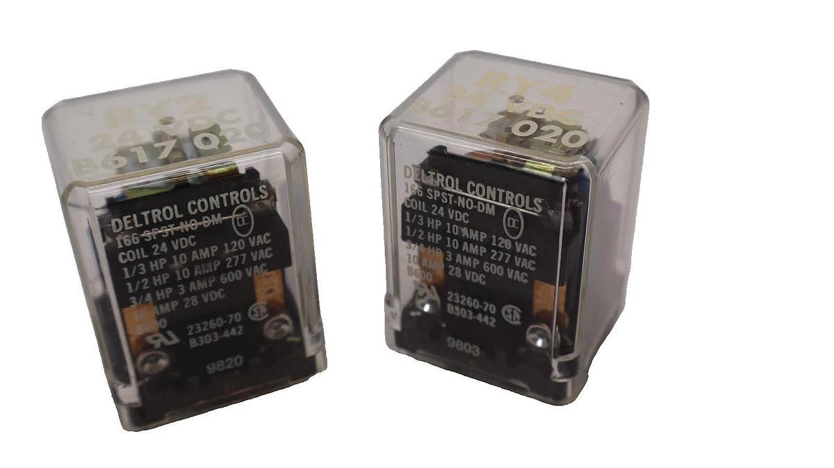 Used (Lot of 2) DELTROL CONTROLS 166 SPST-NO-DM , 166SPSTNODM 24Vdc Coil Relay