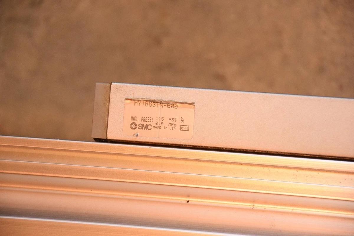 Used SMC MY1B63TN-600 Rodless Air Cylinder Pneumatic Cylinder 115 psi .80 MPa