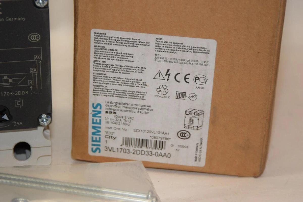 Siemens VL160X 32 Amp A 32A Breaker 3VL1703-2DD33-0AA0 3ZX10120VL101AA1 (NEW)