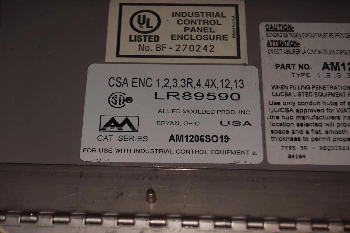 Used ANDERSON AM1206 AM1206SO19 12" x 10" x 6-3/4" OD Plastic PVC Control Enclosure