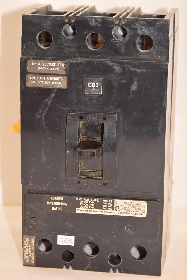 Used SQUARE D KAF361251616 125A 125 Amp 3P 600V Circuit Breaker