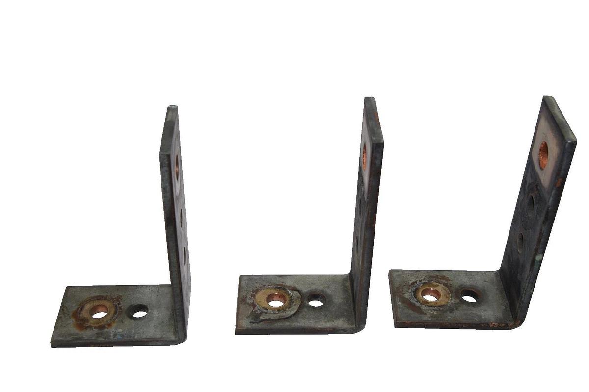 Used Buss Bar 5-1/2" x 2" x 1/4" 90° Degree L-Shaped Copper (Lot of 3)
