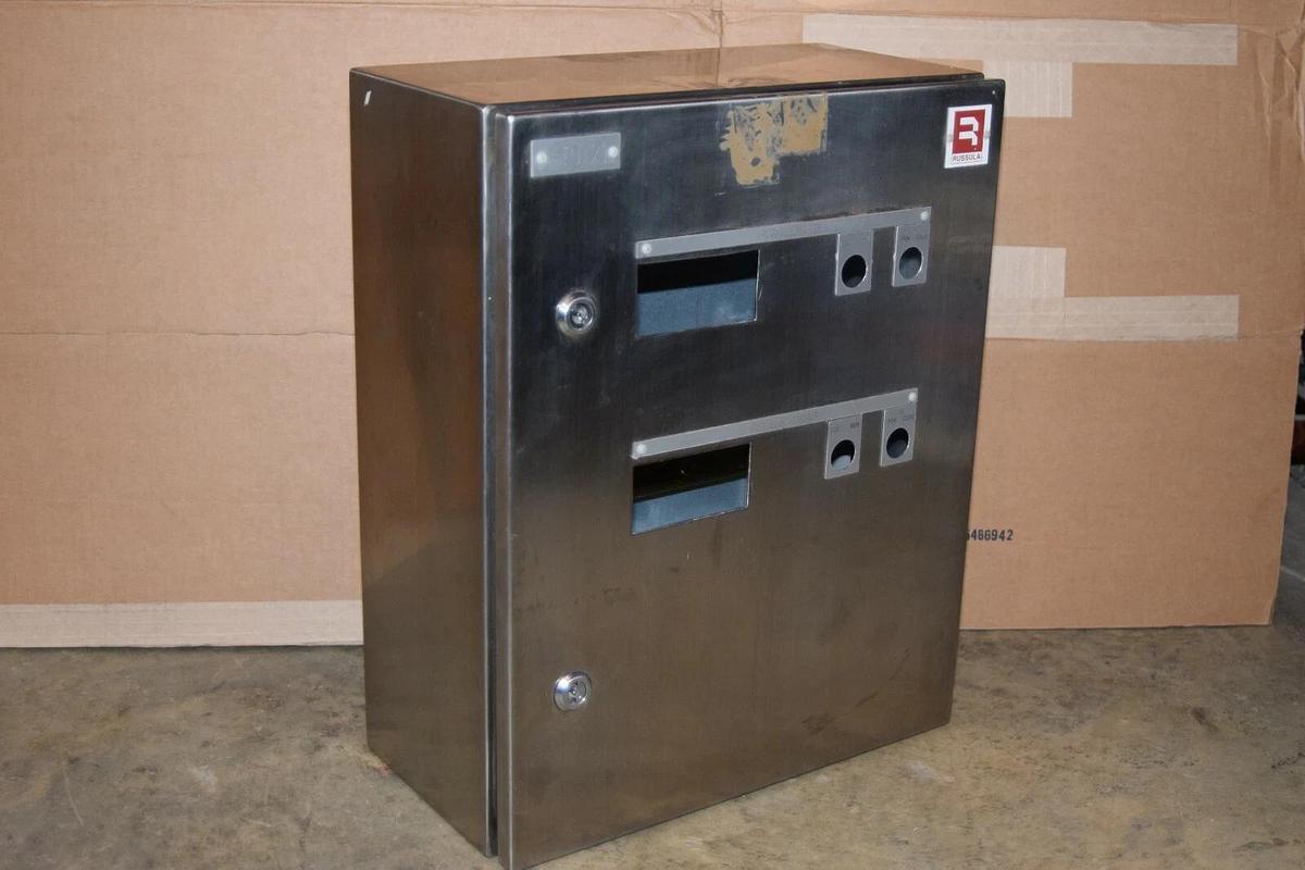 Used Russula SS Stainless Enclosure approx 19.5" x 15.5 " x 7" w/ cutouts