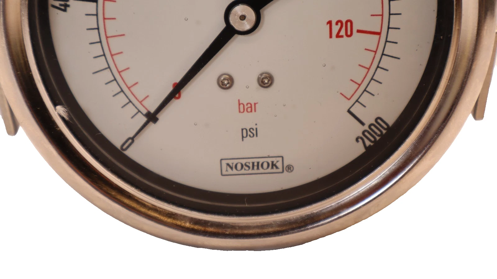 NOSHOK Gauge Back Connection 0-2000psi 1/4 NPT Liquid Filled 137.9 Bar (NEW)