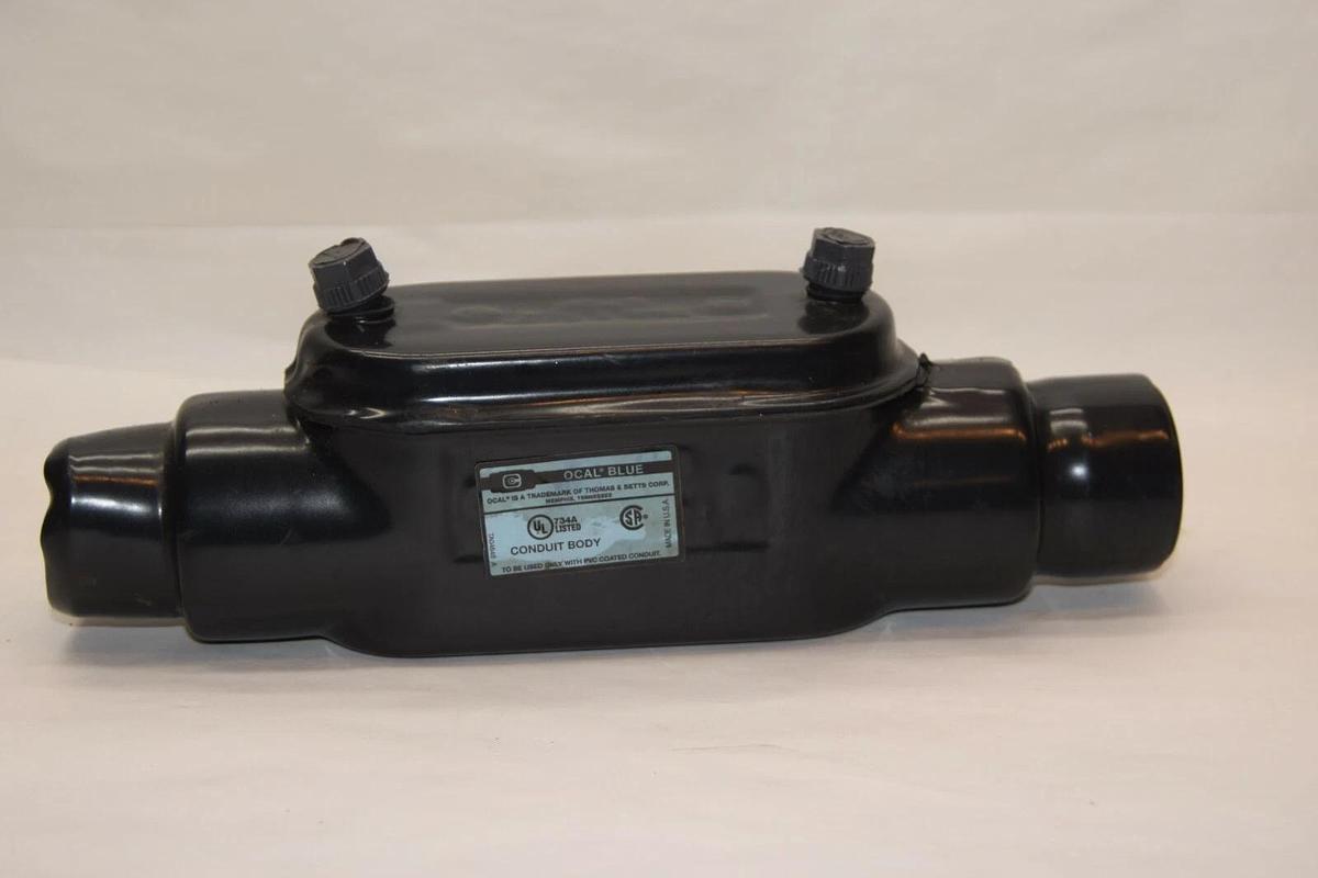 (NEW) THOMAS & BETTS TA04648 A OCAL Blue 1-1/2" Coated Conduit Body Straight