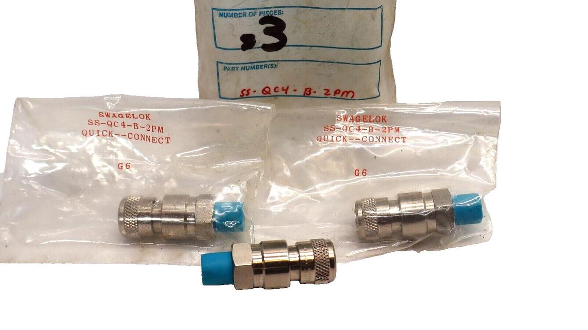 (NEW - Lot of 3) ) SWAGELOK SS-QC4-B-2PM Quick Connect Pipe Body