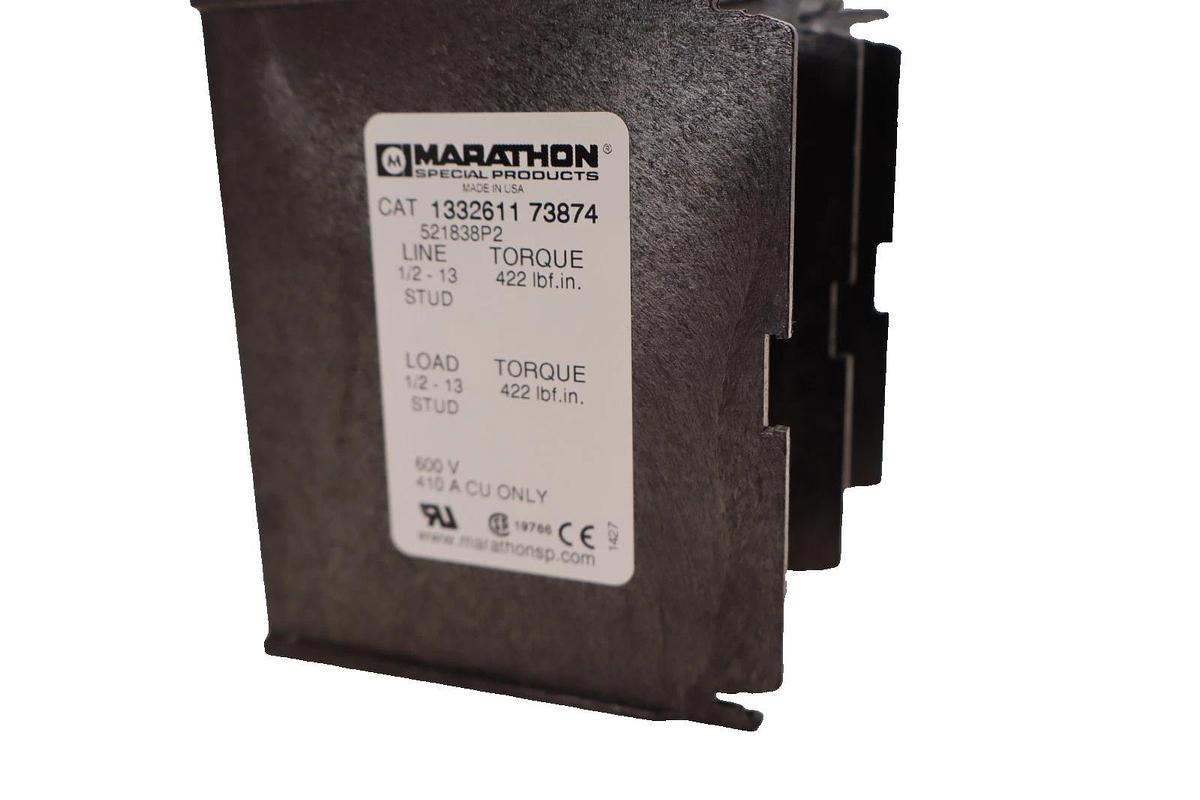 Used MARATHON 1332611 73874 , 133261173874 600V 410A 2P Power Distribution Block