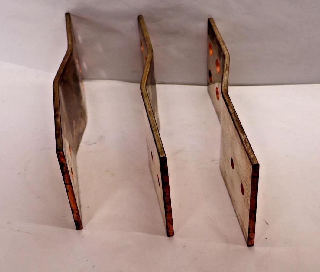 Used (Lot of 3) Copper Bus Bar 10" x 4" x 1/4" .25" thick  10x4x1/4 1" OFFSET 9lb