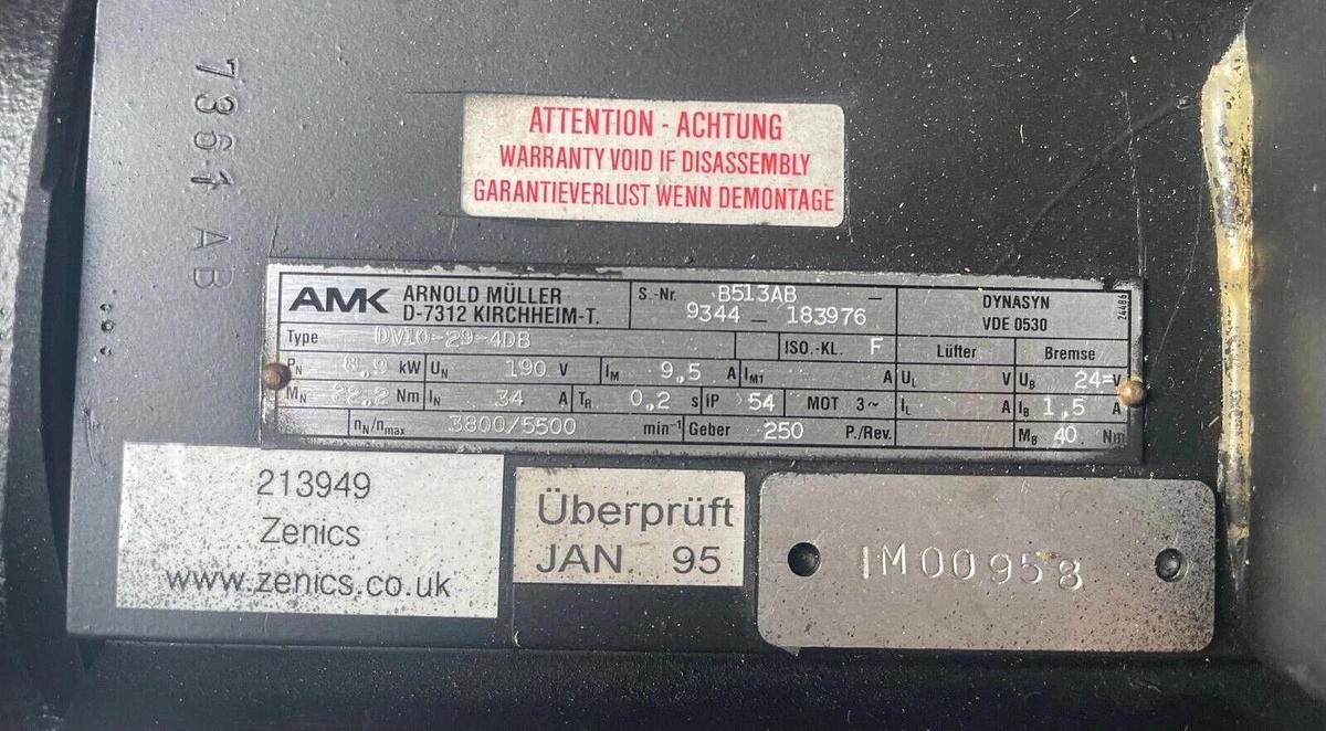 Refurbished AMK Motor DV10-29-4DB DV10294DB 8.9kw 8.9 kw 190v  Rebuilt