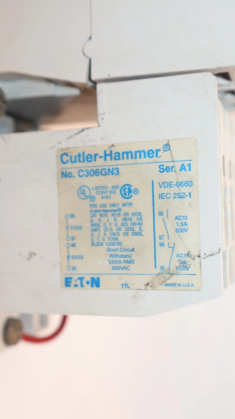 Cutler-Hammer Eaton Starter AN16DN0 Size Sz 1 600V 27A 27 Amp 120v coil H2011A