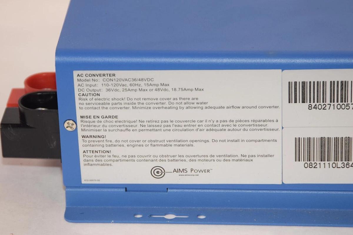 (NEW) AIMS POWER CON120VAC36/48VDC Converter & Battery Smart Charger