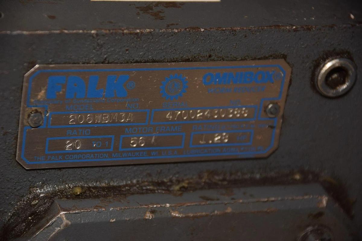 Used Falk 206WBM3A Omnibox Worm Reducer Ratio 20 to 1 Motor Frame 56, 1.28 HP