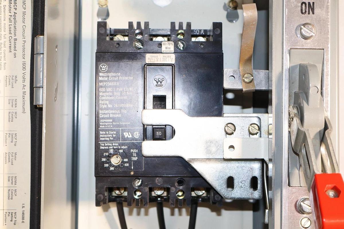 Westinghouse Motor Control Starter Disconnect Size Sz 2 A206J2MGAC 50a 25hp NOS