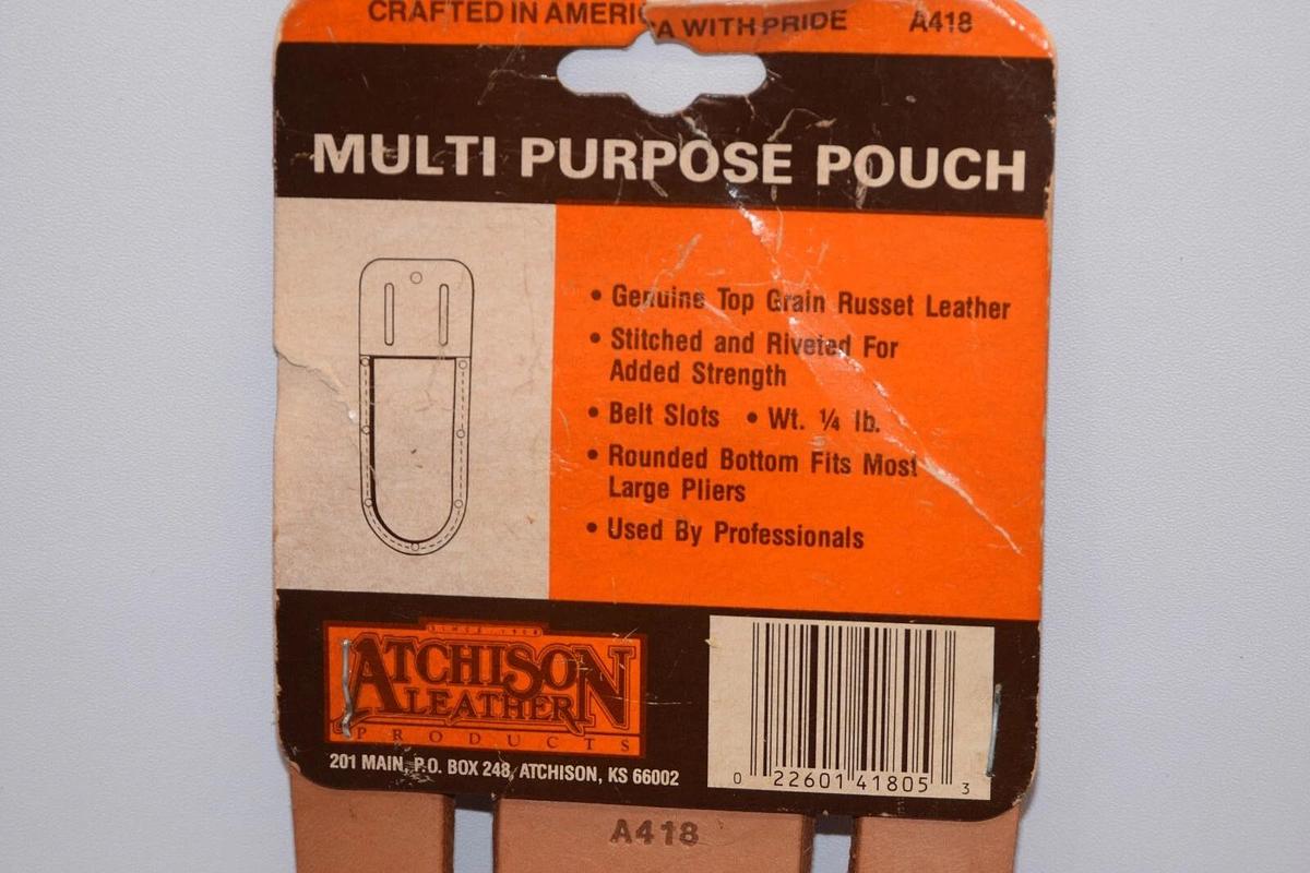 (NEW) ATCHISON LEATHER A418 Multi Purpose Pouch Genuine Top Grain Russet Leather