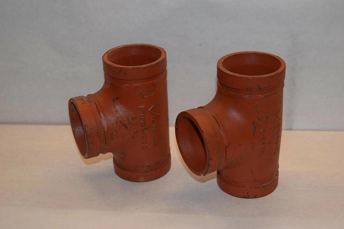 NEW (LOT OF 2) VICTAULIC FIRELOCK C-E=3" 77P 2.5-2 TEE