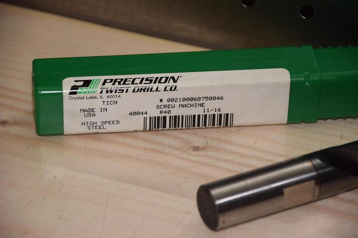 PRECISION 40044 R40 11/16" 11/16 HIGH SPEED SCREW MACHINE TWIST DRILL USA NEW