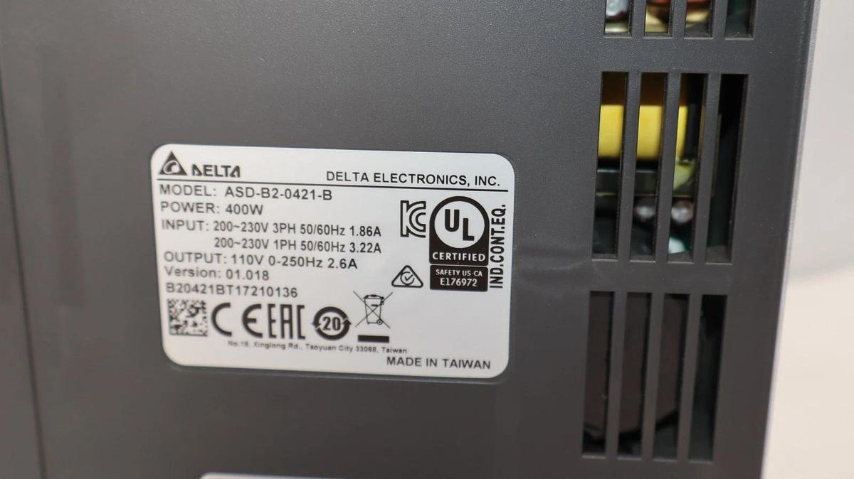 Used DELTA Servo Drive ASD-B2-0421-B 400w 400 Watt ASDB20421B 230v In 110v out