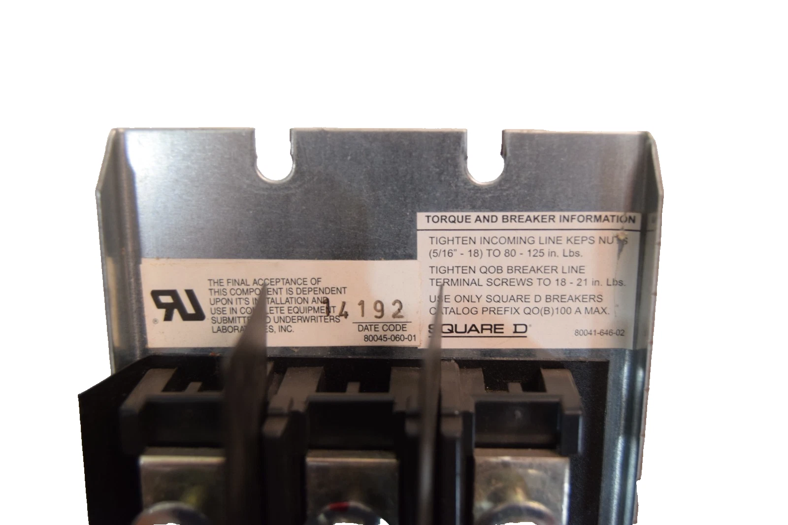 Square D NQOB84242LR 225A Main Lug Circuit Panelboard 42 Circuit
